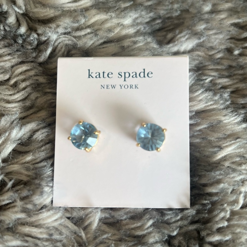 Kate Spade New York Aquamarine Stud Earrings Gold Round